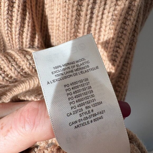 Aritzia Babaton Roger Merino Wool Sweater Camel Tan Size Medium - Picture 7 of 7